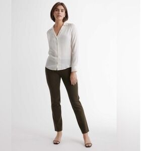 Quince Ultra Stretch Ponte Straight Leg Pants Olive Green Size S